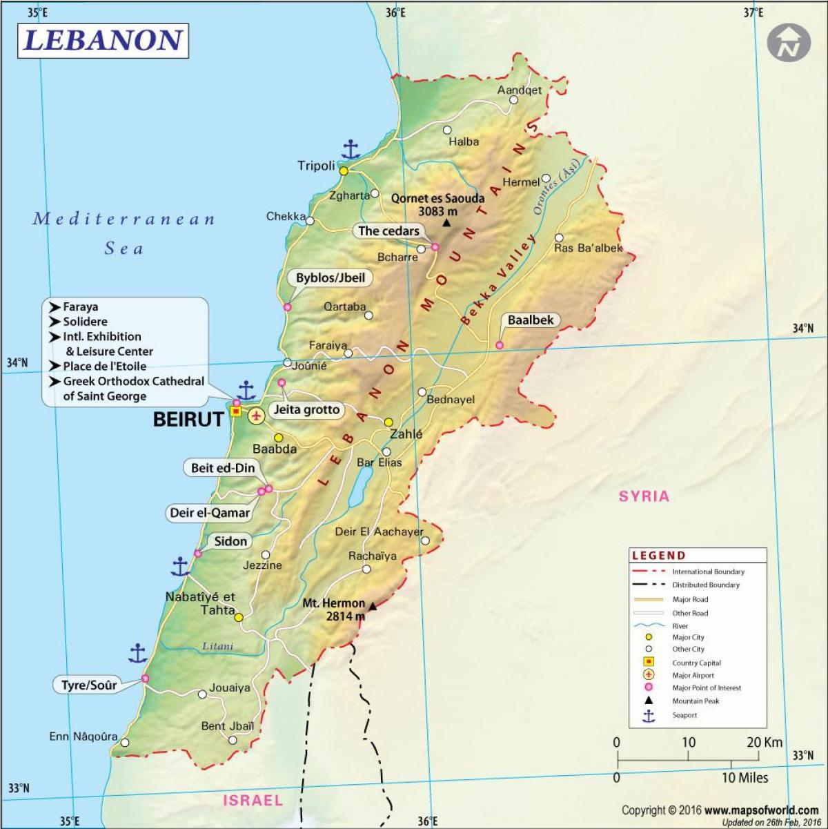 ramani ya kale Lebanon