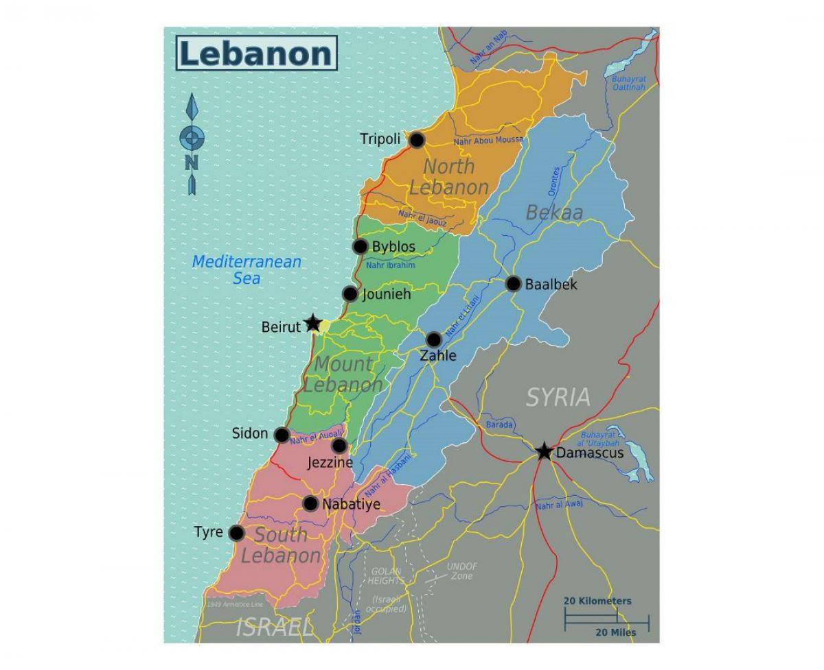ramani ya Lebanon utalii